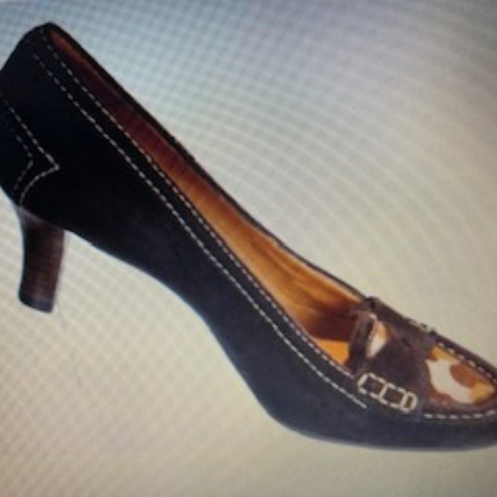 Talbolts Brown Suede Leather Leopard Print Toe